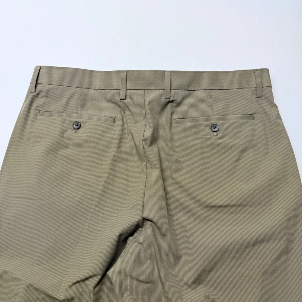 Banana Republic Mens Tailored Fit Non Iron Cotton Micro Stripe Pants Taupe 34x32
